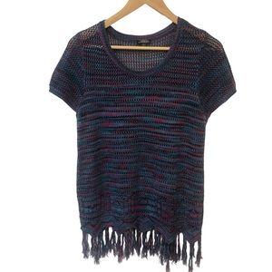 Hannah Multi Color Fringe Sweater, size Medium